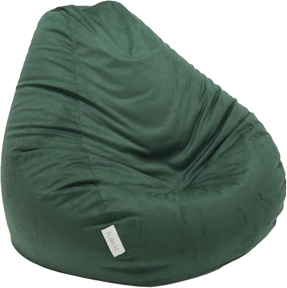 Bean Bag Cover, Filling Transfer Liner, Soft Micro Suede, Adult, Dark Green