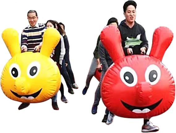 2 PCS Team Building Games PVC Inflatable Dragon Boat School Company Field Day Teamwork Gaming Equipment with Air Pump,Red and Yellow