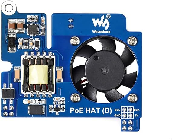 Power Over Ethernet HAT POE Type D for Raspberry Pi 3B+/4B, 802.3af-Compliant, Fits Raspberry Pi Official Case