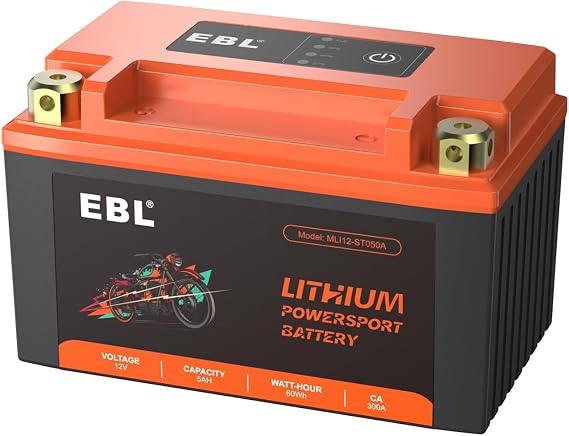 EBL Lithium YTX7A-BS, 150CCA Lithium LiFePO4 Motorcycle Battery, 12V 5Ah ATV, UTV, Jet Ski, 4 Wheeler, Quad, Riding Lawn Mower, Tractor, Scooter, PWC, Seadoo, Polaris and Generator Battery