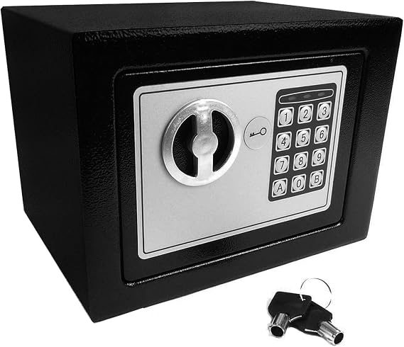 Hyfive Safebox For Home, High Security Steel small home Office Digital Electronic Safe Box with Two Keys Small Value Safe with Digital Keypad for Extra Security