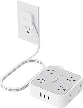 Surge Protector Power Strip, TESSAN Flat Plug Extension Cord with Multiple Outlets, 8 AC Outlets, 3 USB Ports(2 USB C), 5 Ft, 900 Joules Protection, 3-Sided Charging Station for Home Office Dorm Room