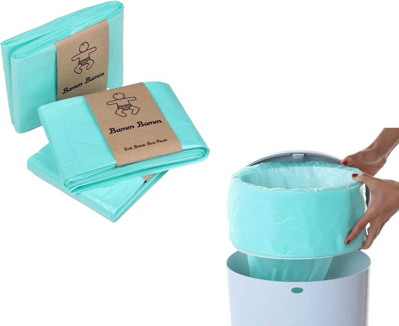 3 Pack Garbage Bags with a Total Capacity of 2250 Diapers Compatible with Bamm Bamm 16L Korbell Trash Cans