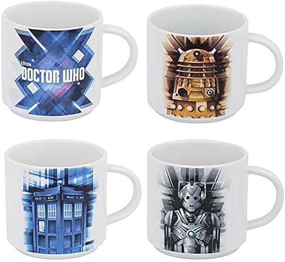 Vandor Doctor Who 4 Piece Stacking Ceramic Mug Set, 10 Ounces Each