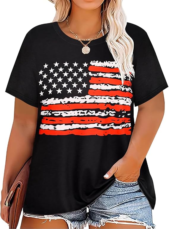 RITERA Women's Plus Size Crewneck Tops Short Sleeve Oversized T Shirt for Women Spring Summer XL 5XL