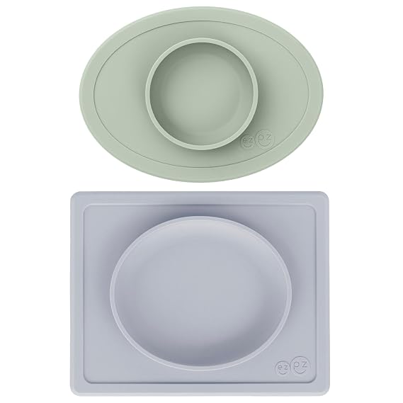 ezpz Tiny Plate + Tiny Bowl - baby essentials plate and bowl set