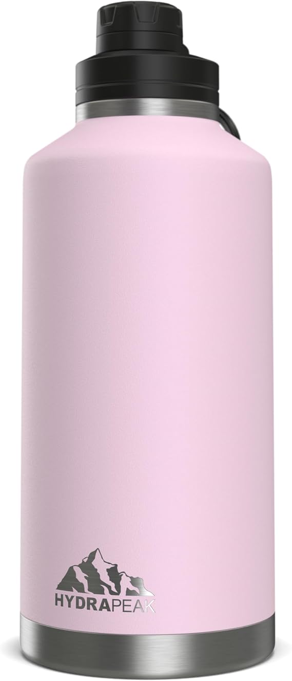 Hydrapeak 72 oz Large Insulated Water Bottle, Leak Proof Water Bottle for Hot & Cold Liquid, 72oz Water Bottles, Water Jug, Stainless Steel (Blush)