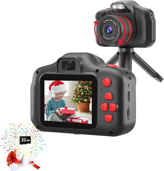 Kids Camera for Kids, Professional for Elementary School Students, 2.4 inch LCD, 10x Zoom, Filter Light, Swivel Lens, Christmas Gift, Birthday Gift, Girls, Boys, 4 Years Old and Up, Photo Practice
