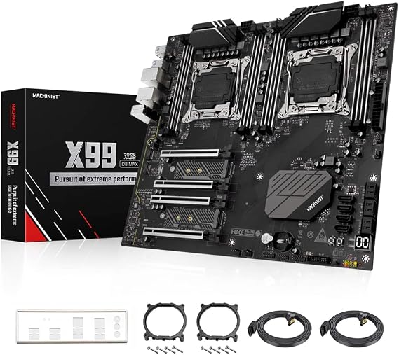 MACHINIST X99 Dual CPU Motherboard, LGA 2011-V3 Computer Server Motherboards (Intel i7 5th/6th Gen, PCIe 3.0, DDR4, Dual LAN, Dual M.2, SATA 6Gb/s, E-ATX) for Intel XEON E5 V3/V4 Series Max 256G