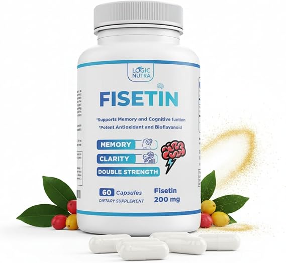 Fisetin Double Strength - Fisetin Supplements 200 mg - Non-GMO, Vegan, Gluten Free - 60 Capsules - Potent Antioxidant Supplement for Wellness Support