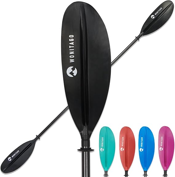 Adjustable Carbon Fiber Shaft Kayak Paddle, Kayaking Oars with Reinforced Nylon Blade for Adults, 4 Piece, 86in/220cm to 90in/230cm