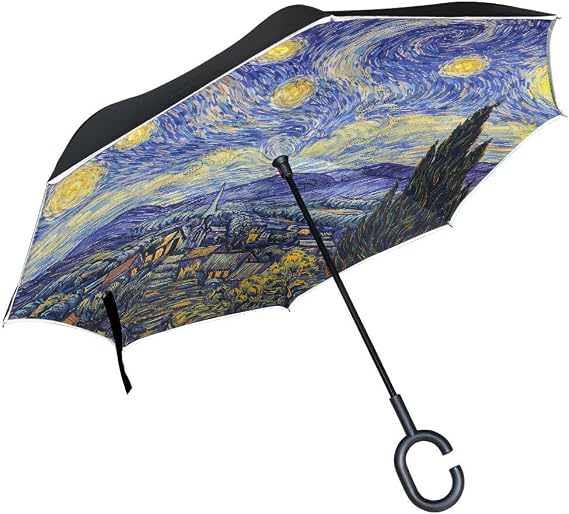 ALAZA Inverted Golf Umbrella Colorful Building Block Patterns UV Anti Windproof Reverse Folding Umbrellas with C-Shape Handle for Car Outdoor Travel