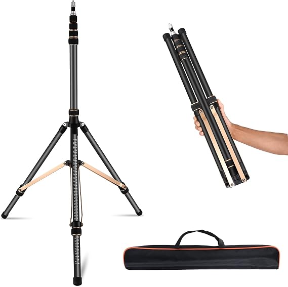 Soonpho Extendable Photography Light Stand 8.5ft Aluminium Alloy Tripod Light Photography with 180 Reversible Leg Travel Compact Tripod Maximum Height 102"/260cm for Continute Output Lighting