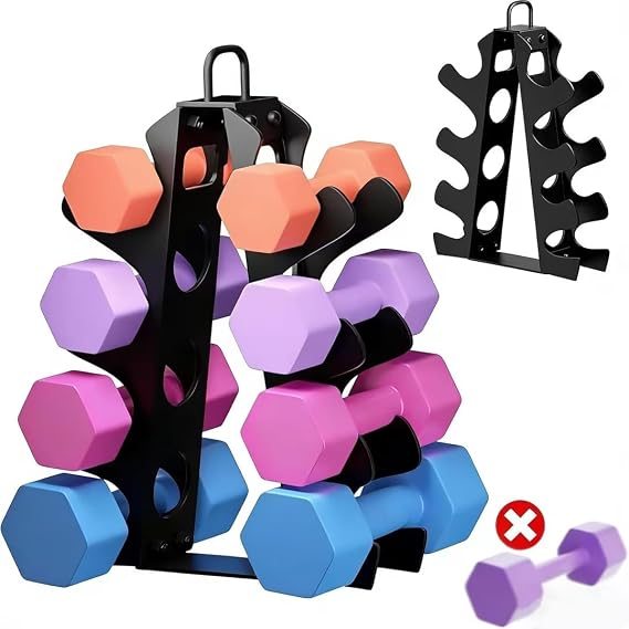 3-Tier | 4-Tier Dumbbell Rack for Dumbbells , A-Frame Weight Stand Only, Compact Space-Saving Design for Home Gym, Heavy-Duty Alloy Steel Organization Rack (Dumbbells Not Included )