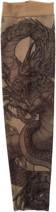 Wild Rose Unisex GRIM REAPER Single Tattoo Mesh Sleeve Dragon Skull Mother Mary