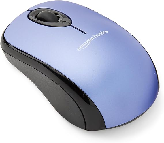 Amazon Basics 2.4 GHz Wireless Optical Computer Mouse with USB Nano Receiver, Portable, Easy Setup, Blue