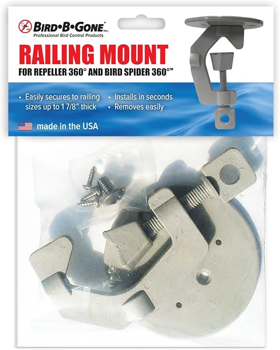 Bird B Gone Railing Mount, Clamp-On for Bird Spider 360 & Repeller 360