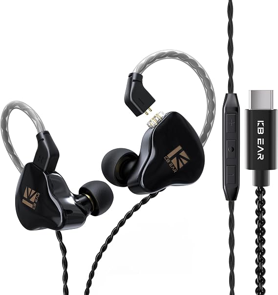 KBEAR KS1 USB C Headphone, Type C Wired Earbuds Earphones for Samsung Galaxy S20 S21 S22 S23 S24, Noise Canceling Bass Stereo HiFi in Ear Monitor with Microphone for Musician Singers