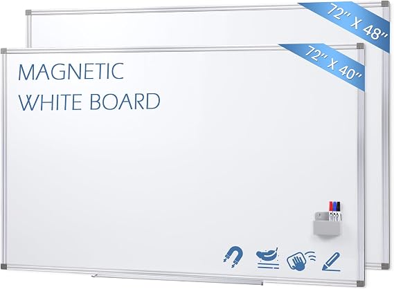 Large White Board 72x48 & 72x40 Inches, 2 Pack Magnetic Dry Erase Boards for Office, Classroom, Conference Room