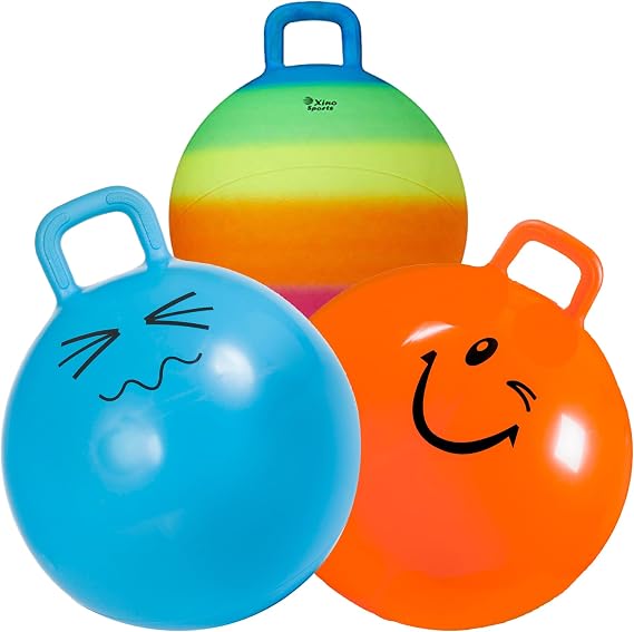 Xino Sports Blue, Orange and Rainbow Hopping Balls Bundle