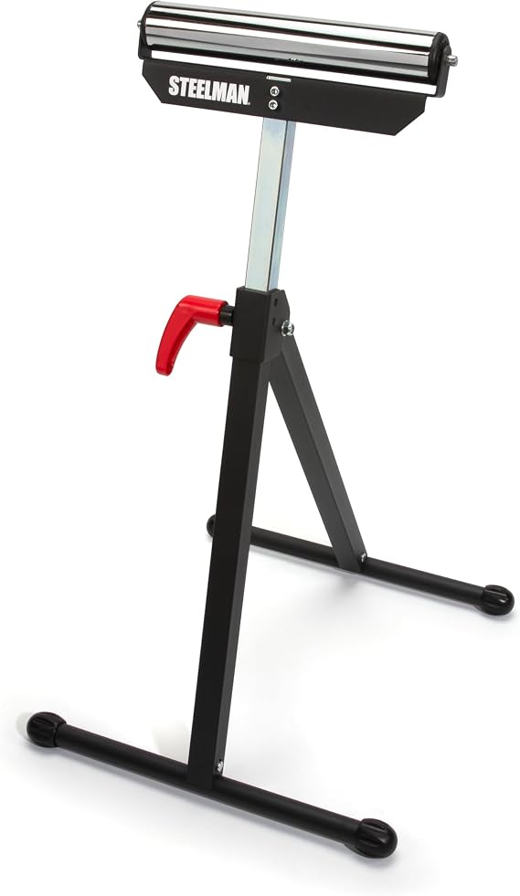 Steelman Single Roller Stand Workstation Support, Durable Steel Construction, Adjustable Height, Foldable for Portability, 132 lb. Capacity