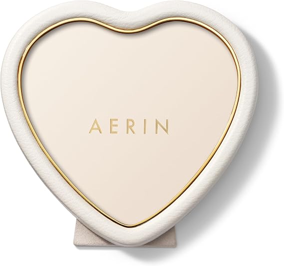 AERIN 5x7 Piero Leather Heart Frame - White