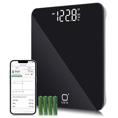 Smart Scale for Body Weight & BMI - High Accuracy LED Digital, Black