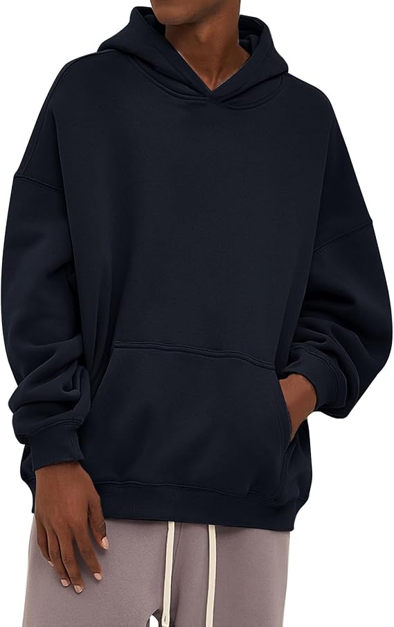 Ymosrh Men's Casual Hoodies, Solid Color Long Sleeve Athletic Pullover Hoodie Sweatshirts with Pockets, XS-5XL
