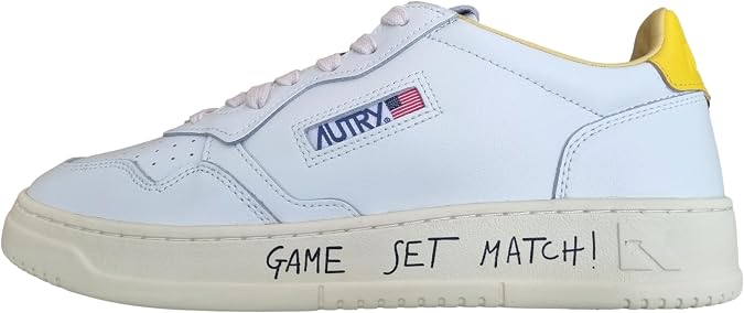 AUTRY Medalist Match AULM ML07 Mens White & Yellow Leather Sneakers