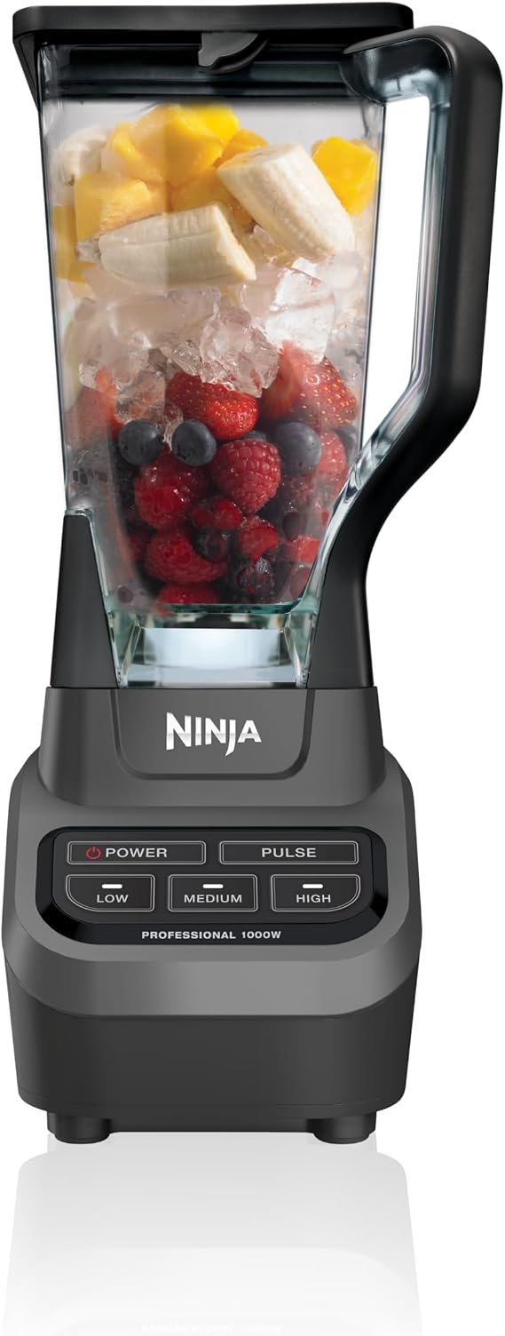 Ninja Professional Blender, 1000W, Total Crushing Tech, 72oz Pitcher, BL610 | 1000W Total Crushing blades crush ice & blend smoothies, sauces. XL 72-oz pitcher for family batches. Dishwasher-safe parts.