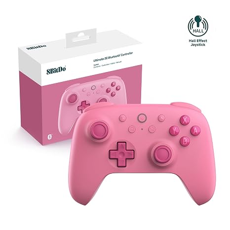 8Bitdo Ultimate 2C Bluetooth Controller for Switch 2, Switch, Switch Controller with 6-Axis Motion Control, Rumble Vibration, Refined D-Pad and Bumpers, Hall Effect Joysticks - Pink