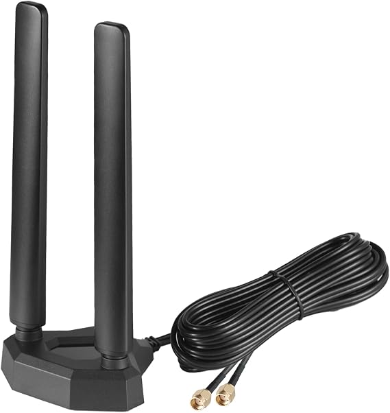 Tri-Band WiFi 6E Antenna 2.4GHz, 5GHz & 6GHz Magnetic Base Antenna for PC Desktop Computer & Gaming Motherboards WiFi Router Bluetooth Card