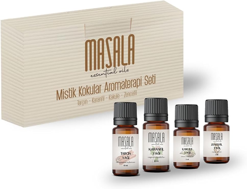Masala Mistik Aromaterapi Seti - Mystical Aromatherapy Kİt (Karanfil 10 ml -Tarçın 10 ml - Kakule 5 ml -Zencefil 5 ml)