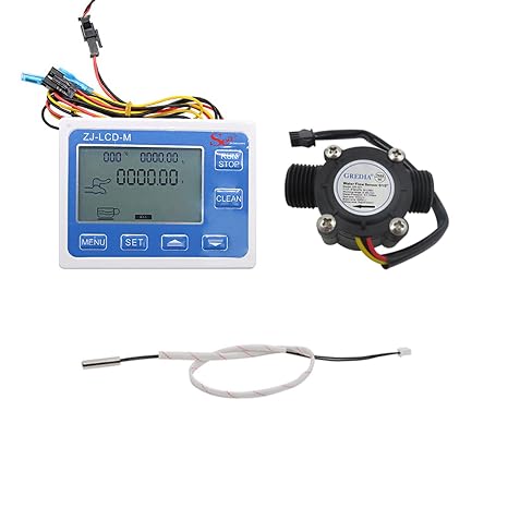 Digital LCD Display Quantitative Controller Water Control + 1/2" Hall Effect Flow Sensor Flowmeter