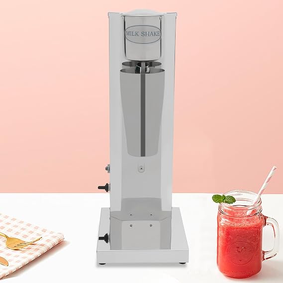 Commercial Milkshake Machine 180W Pure Copper Motor 18000RPM, Dual Gear Drink Mixer with Smart Micro Switch & 22oz Cup, Stainless Steel Milk Tea Blender for Coffee Shops and Restaurants