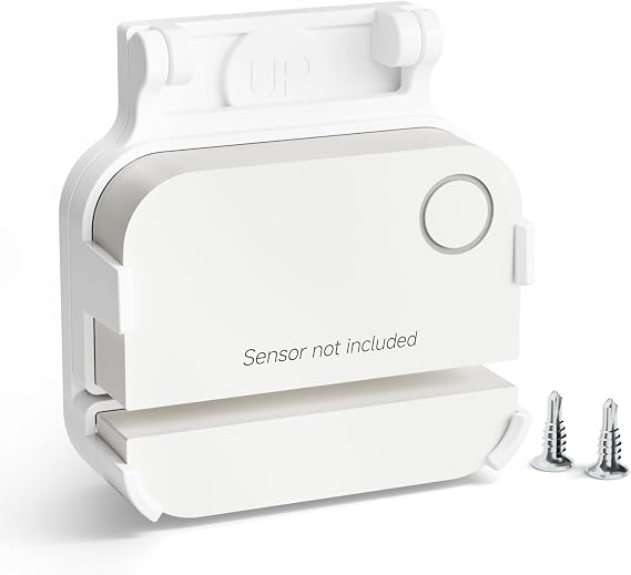 Garage Door Sensor Mounting Bracket for Ring Alarm Contact Sensor 2nd Gen, Clip-Lock Secure Holder, Peel & Stick or Screw Install, White (Sensor Not Included)