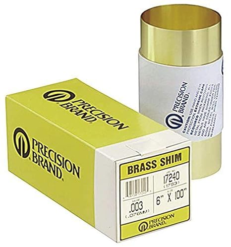 Small Parts-17974 260 Brass Shim Stock, Unpolished (Mill) Finish, H02 Temper, ASTM B19/ASTM B36, 0.20mm Thickness, 150mm Width, 2.5 m Length