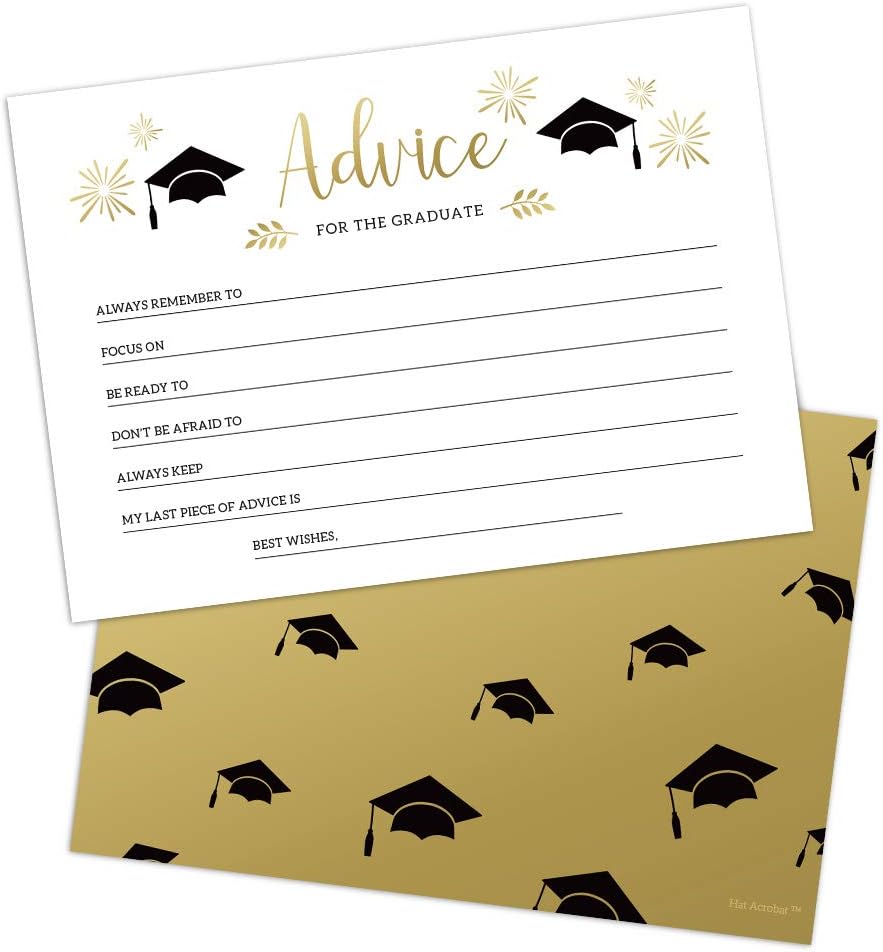 Hat Acrobat 2025 Graduation Advice Cards for The Graduate 50 Pack | Commencement Wishes and Advice Cards | Grad Party Games Activities Decorations | Grad Celebration, High School and College 50