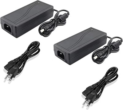 HOUHUI 12V Power Supply 2-Packs, 6 Amp 72W ACDC Adapter 12 Volt Transformer, 100-240V AC to 12V 72W DC Converter Power Adapter with 5.5 x 2.1mm DC Plug for LED Strip Security Cameras Router Monitor