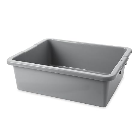 Rubbermaid Commercial Products Standard Bus/Utility Box, 7-Gallon, Gray, Heavy Duty Plastic Restaurant Wash Basin/Dish Washing Tub for Kitchen Organization/Storage