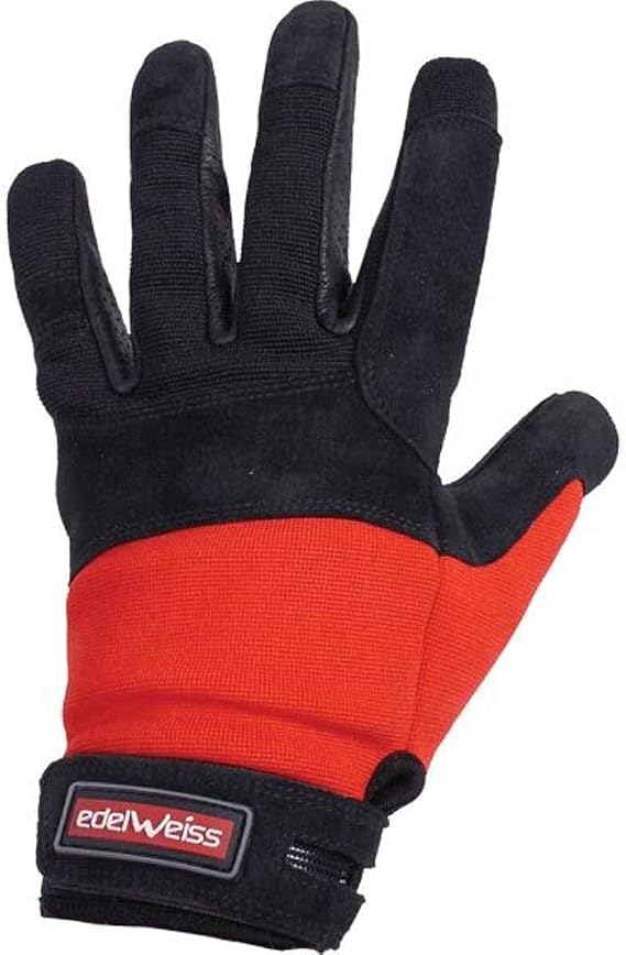 EDELWEISS Control Leather Glove (Black/Red - XL)