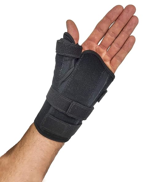Thumb Spica Splint & Wrist Brace Short Wrist Splint & Thumb Splint to Support Thumb Injuries, Tendinosis, Thumb Stabilizer for Fractures or Trigger Thumb. Hand Brace for Carpal Tunnel (Lar Left)
