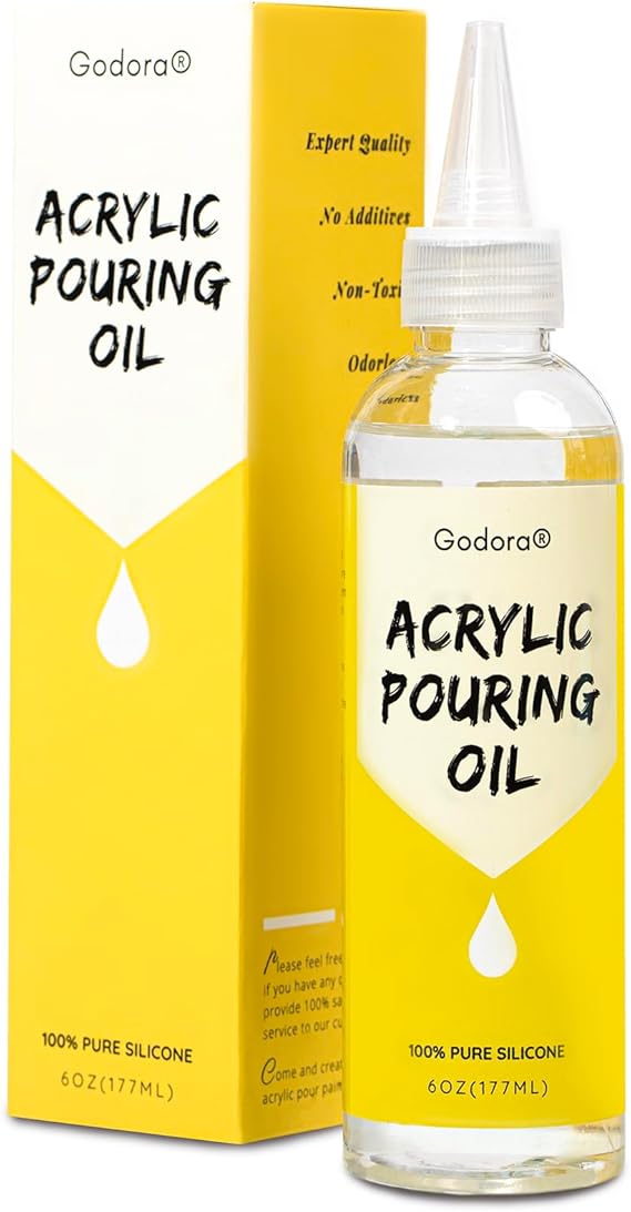 6 Ounce Art Silicone Pouring Oil for Dramatic Cell Creation, 100% Silicone Acrylic Paint Pouring Oil with Precision Tip for Easy Use, Dramatic Cell Activator for Painting Acrylic, Watercolor