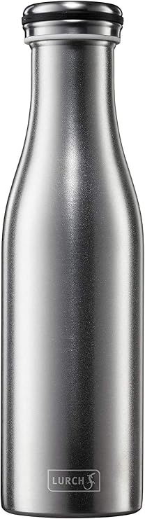 Lurch Germany Thermal Bottle for Hot and Cold Drinks Made of Double-Walled Stainless Steel (Sandblasted Stainless Steel, 16, oz. | 0.5l)