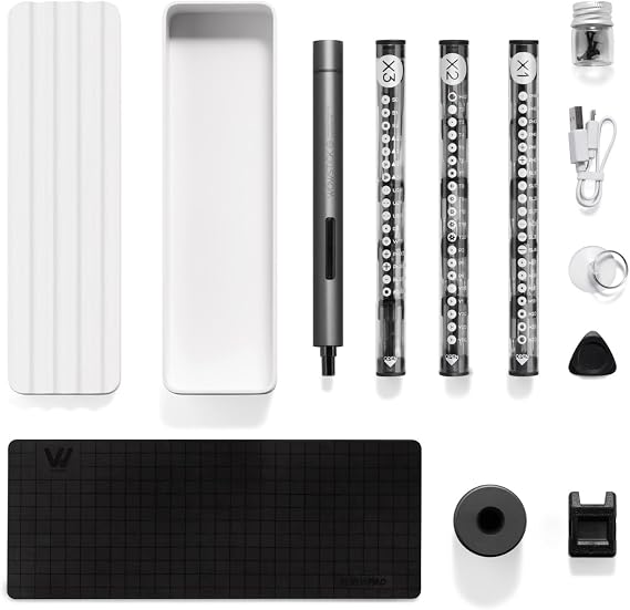 wowstick Lithium Precision Screwdriver wowstick 1F+ With LED Light And Magnetic Mat, Electric Screwdriver Rechargeable Repair Tool kits Including 56 Bits Extend Bar For Most Electronics Devices