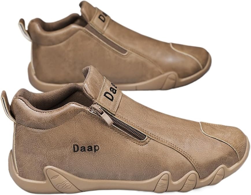 Men'S High Top Chaka Boots Waterproof And Slip Resistant Beck Shoes Handmade Leather Lace Up Casual Outdoor Sneakers Suitable For Outdoor Activities Driving And Commuting