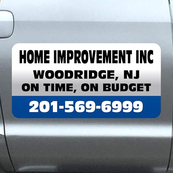 Vehicle Magnets sign With Custom Lettering 12" X 24" (Set of 2) -Landscape, Construction, Handy man, Plumbing, car repair shop-BLUE-BAR
