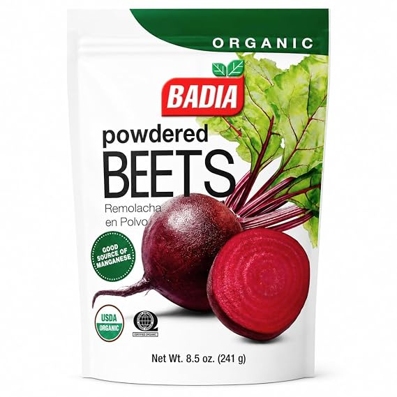 Badia Organic Powdered Beets, 8.5 oz Pure, Natural Beetroot Powder Ideal for Smoothies, Baking, Juices, and Healthy Recipes