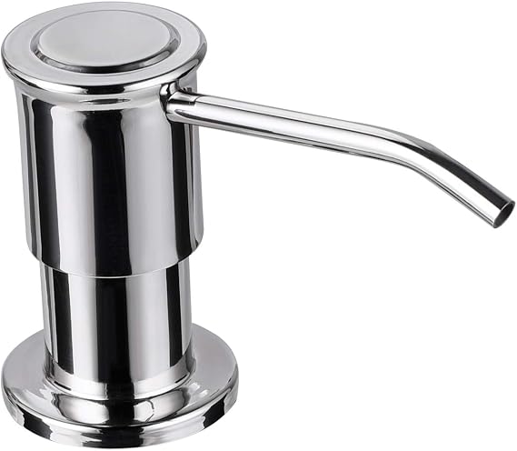 SAMODRA Sink Soap Dispenser, Stainless Steel Pump Head-Built in Design Refill Liquid from The Top with 17 OZ Bottle-3.15 Inch Threaded Tube (Chrome)