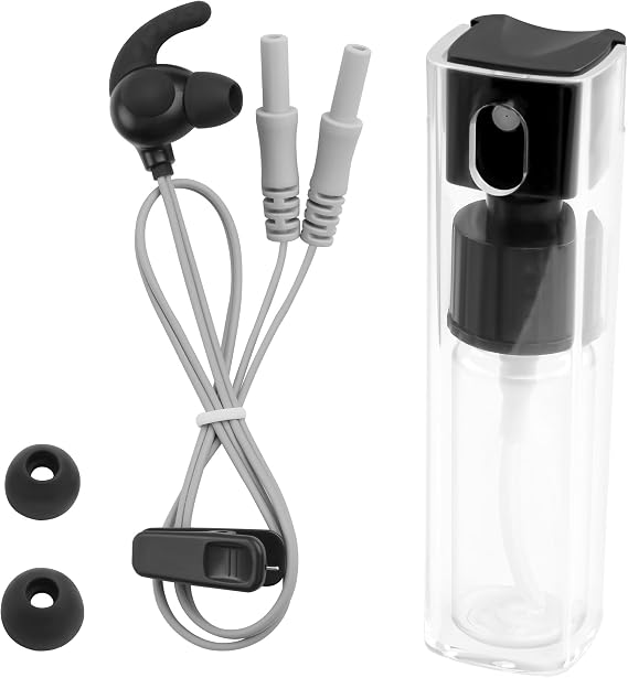 Vagus Nerve Stimulation Auricular Ear Plug to 2.0mm Female Pin Connector with Spray Bottle and 2 Replaceable Ear Earbud Tips,Compatible with AVNS and TaVNS 0.35M